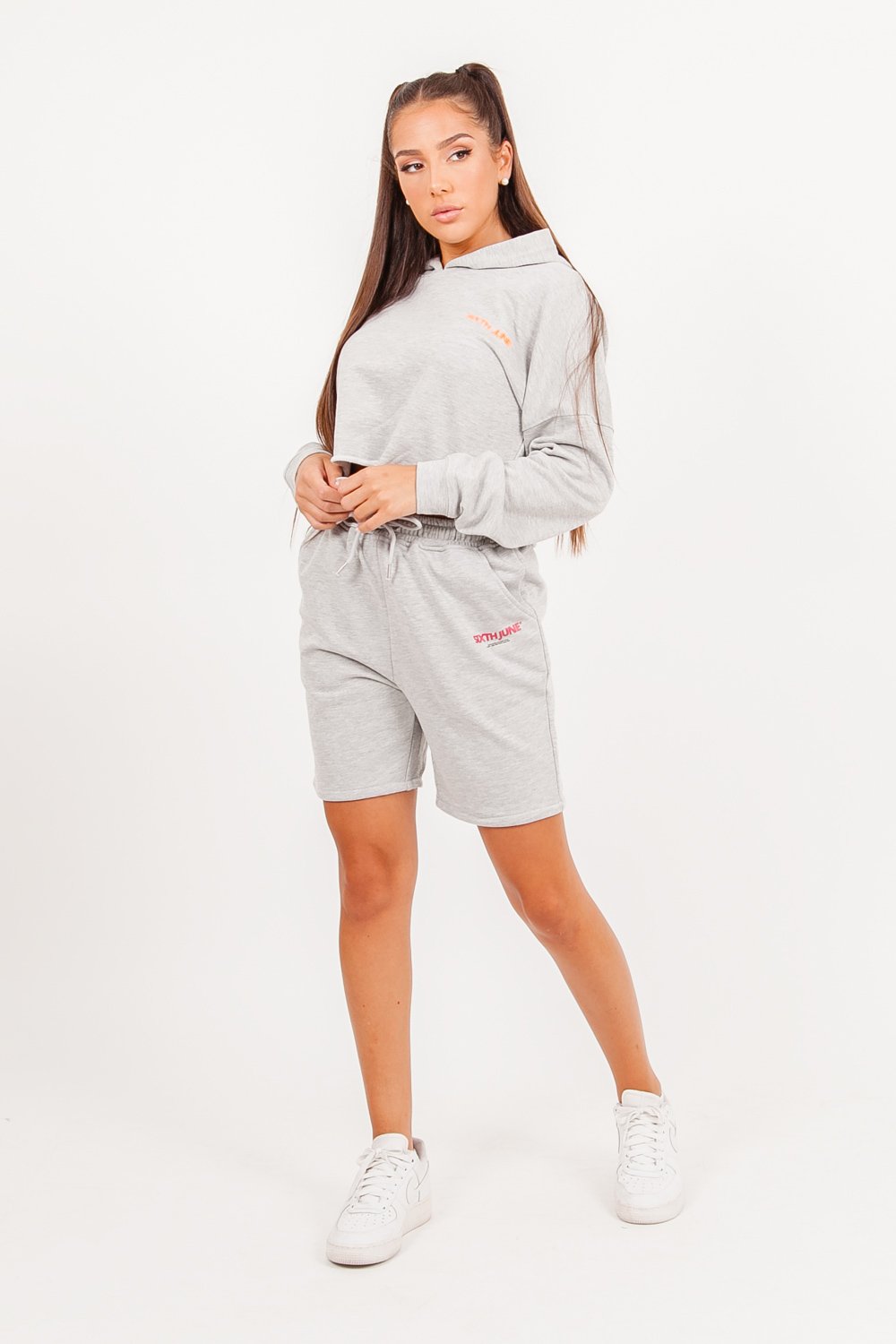 Sixth June - Sweat à capuche court dos réfléchissant Gris