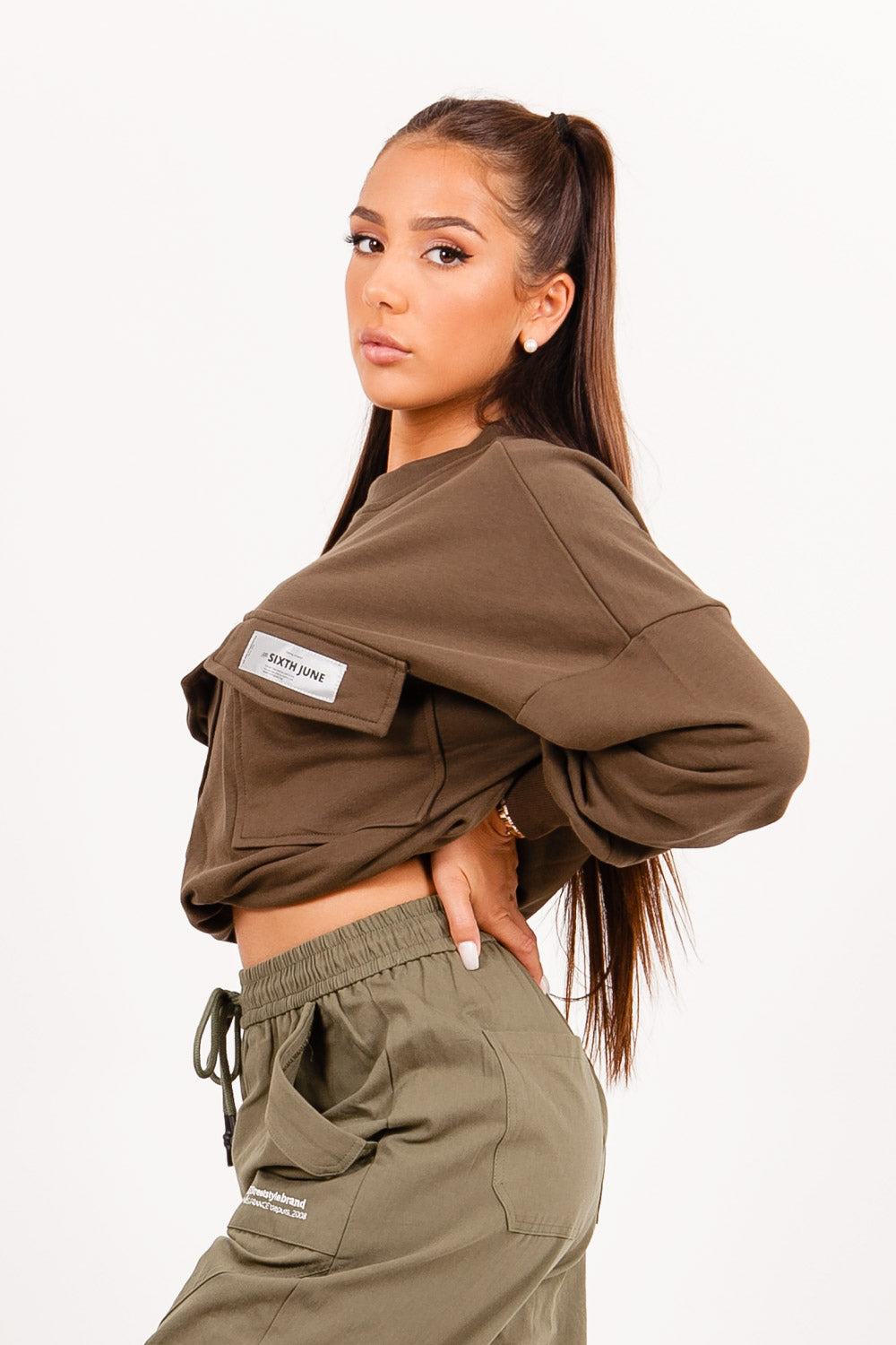 Sixth June - Logo patch sweatshirt kaki