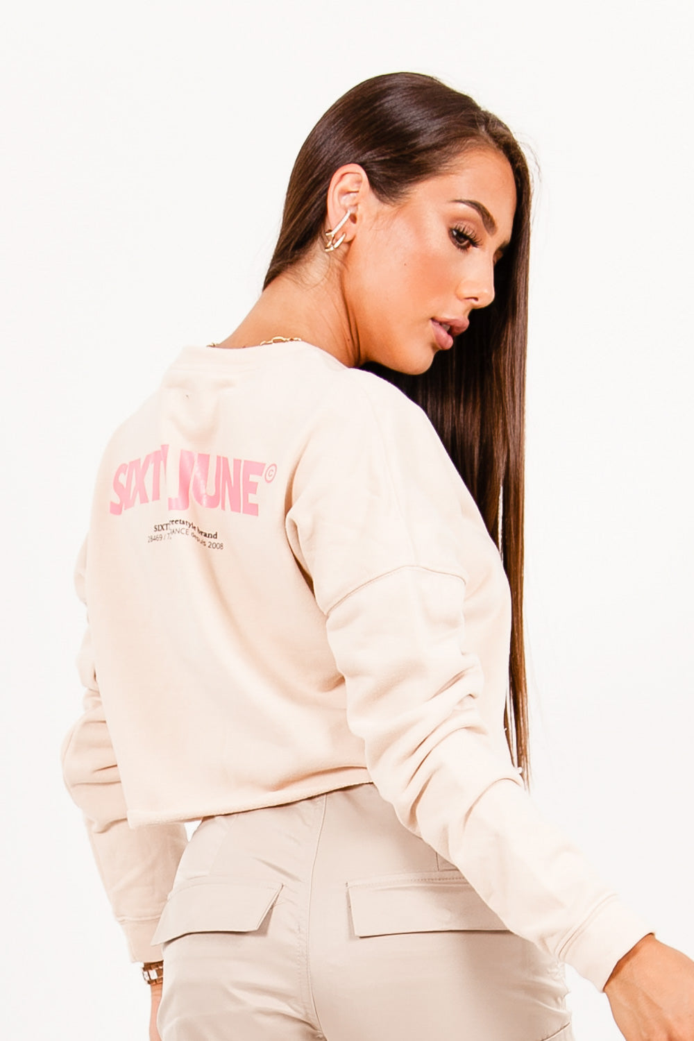 Sixth June - Sweat-shirt court imprimé logo beige