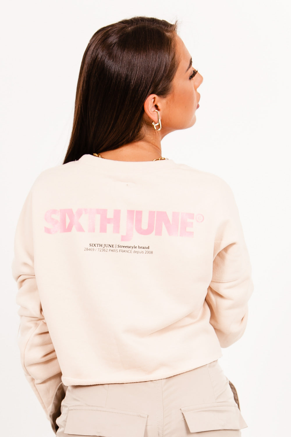 Sixth June - Sweat-shirt court imprimé logo beige