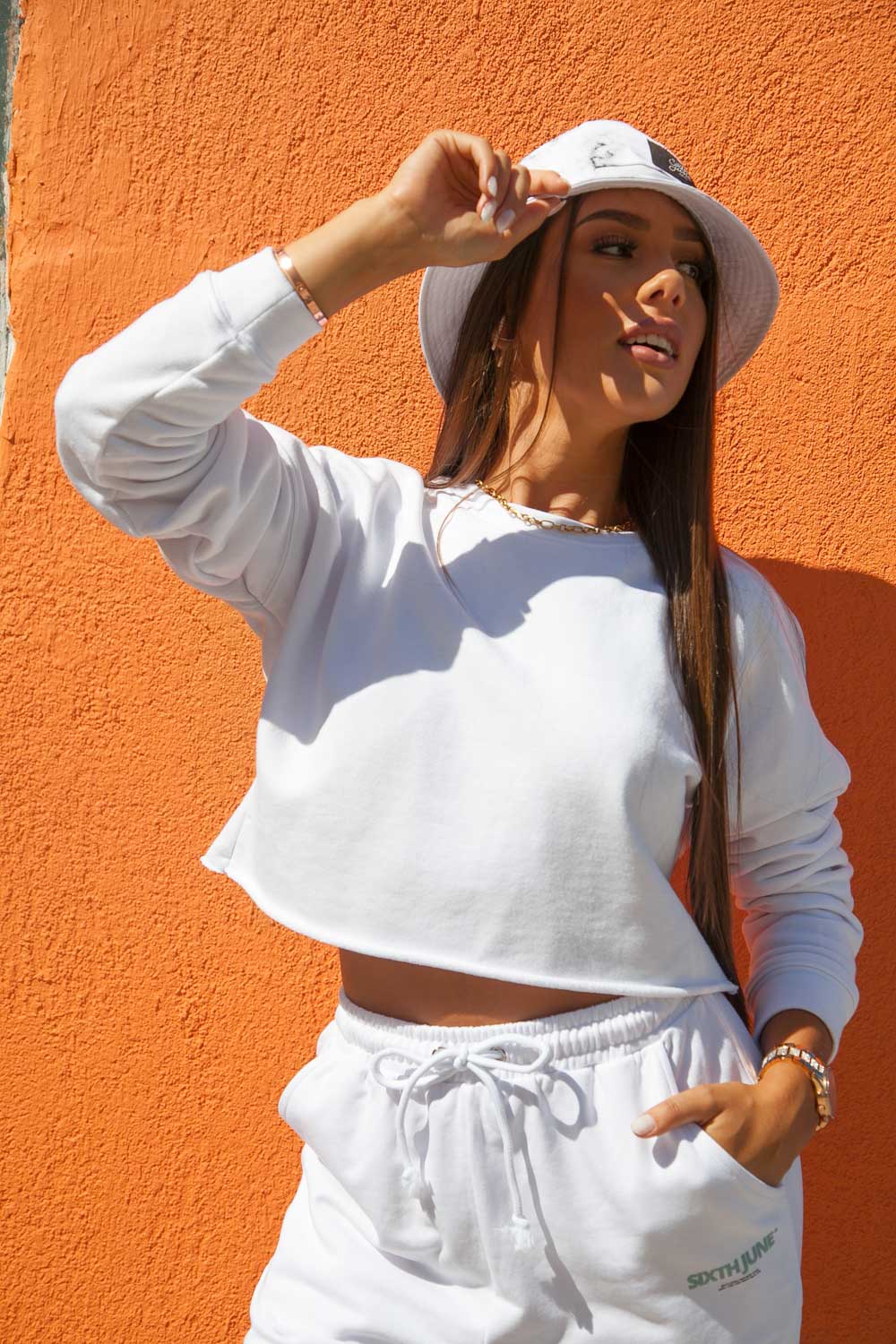 Sixth June - Sweatshirt court imprimé logo blanc