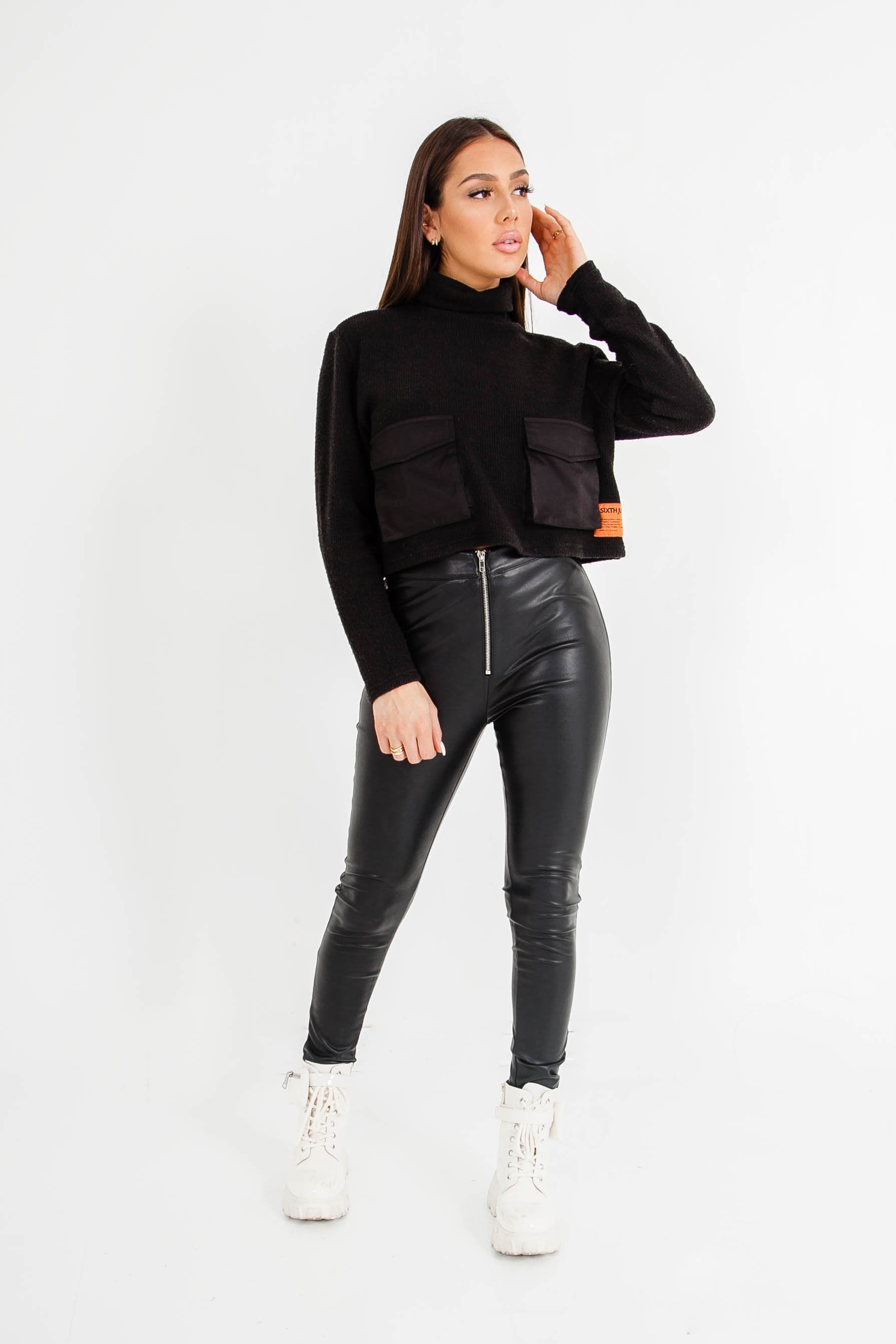 Sixth June - Pull maille court utilitaire Noir