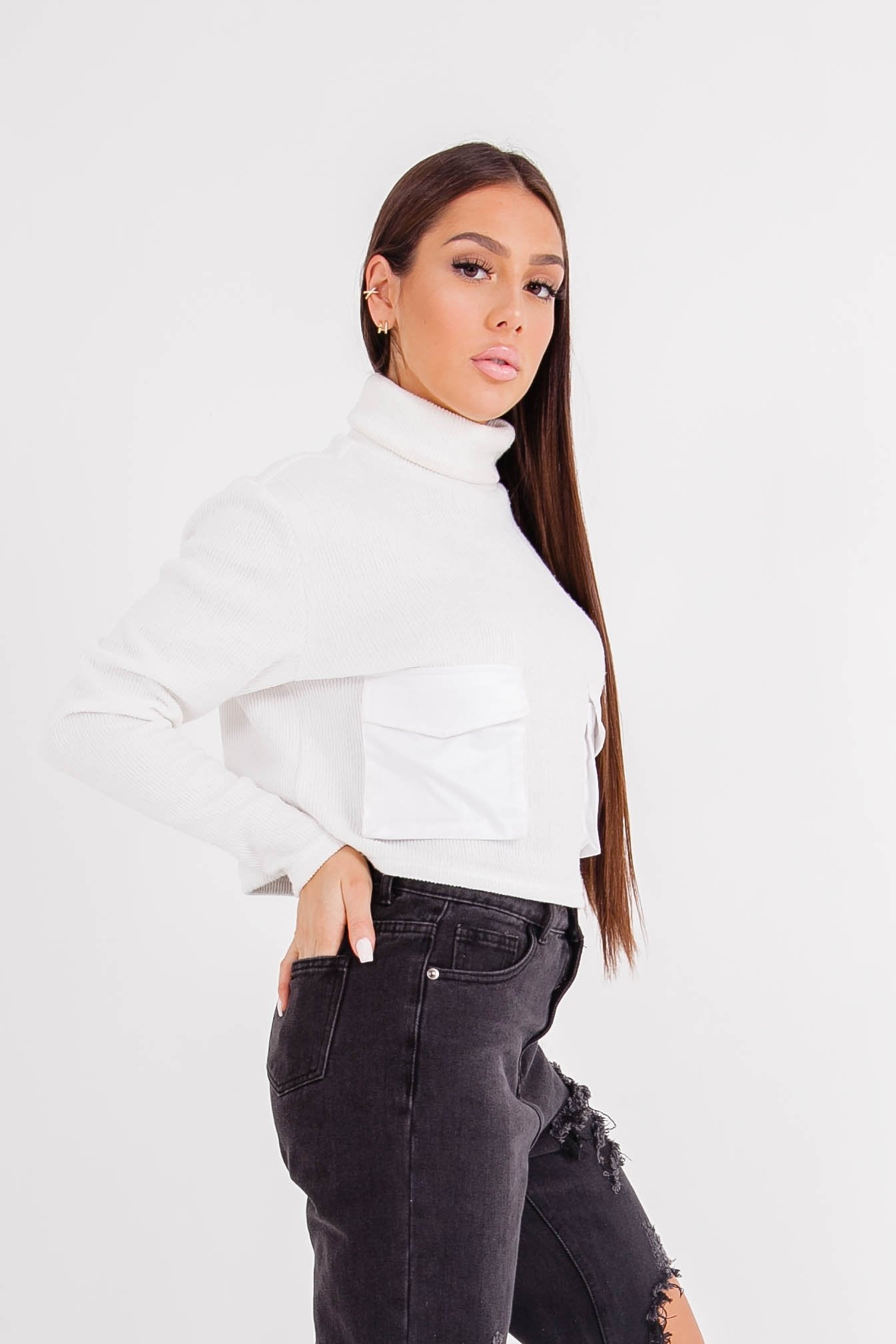 Sixth June - Pull maille court utilitaire blanc