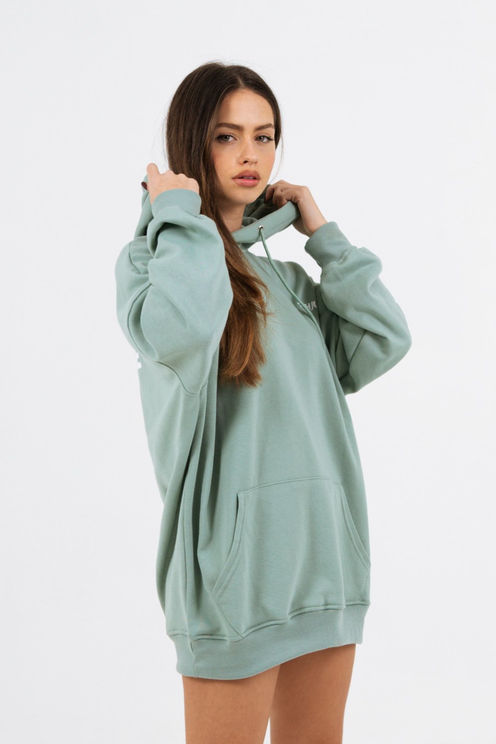Sweat à capuche oversize vert
