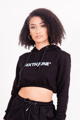 Holographic cropped hoodie black