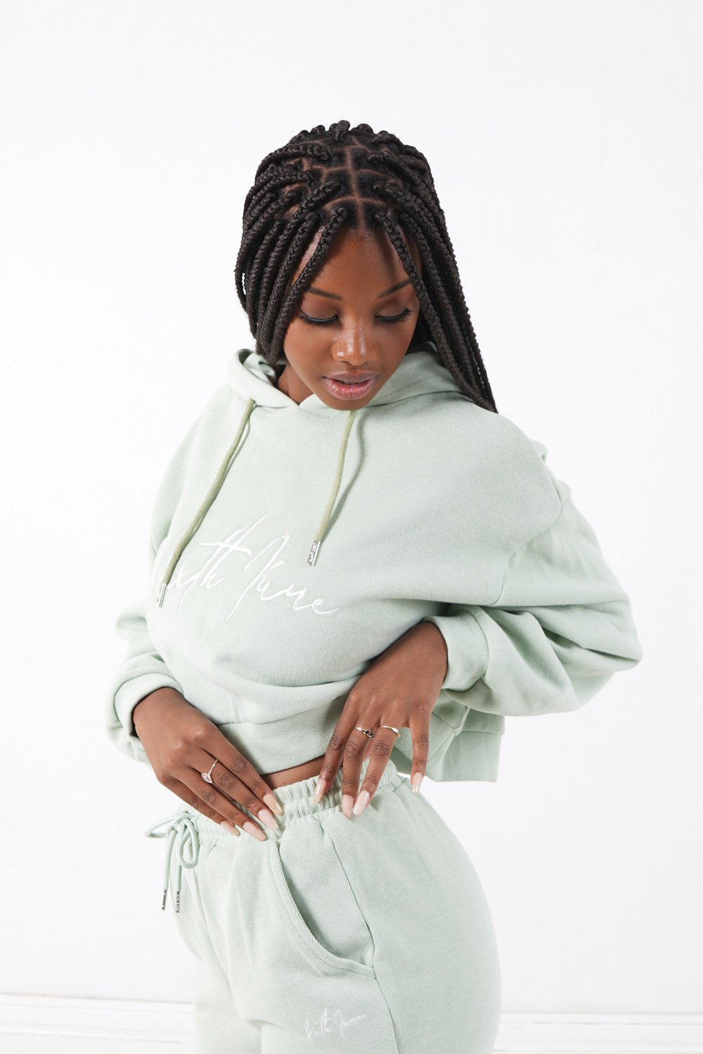 Sixth June - Sweatshirt capuche molletonné Vert clair