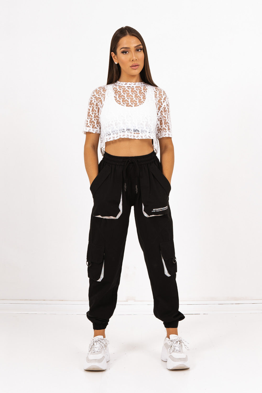 Sixth June - Top court transparent tissé blanc