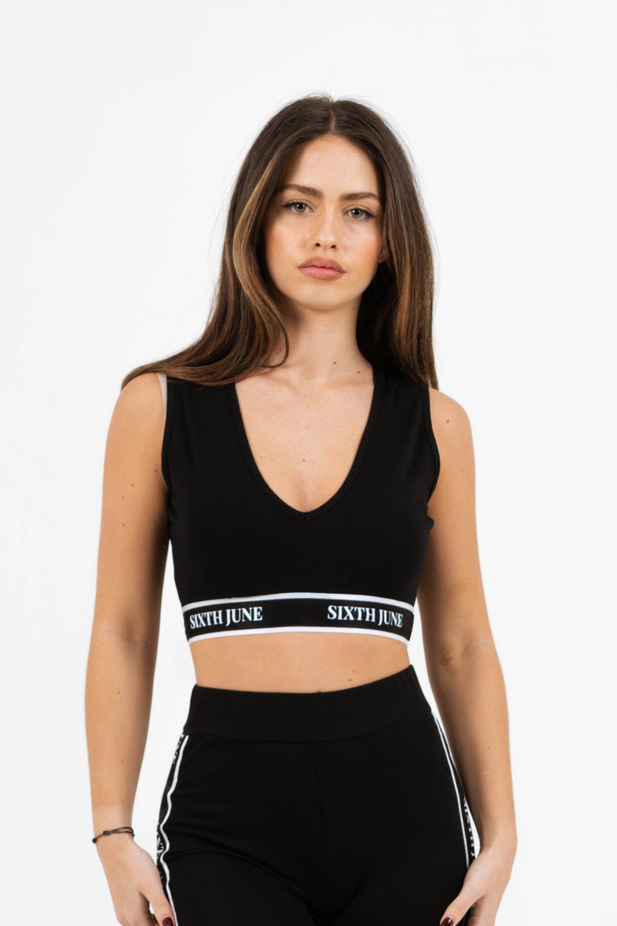 Sixth June - Brassière bande imprimé noir