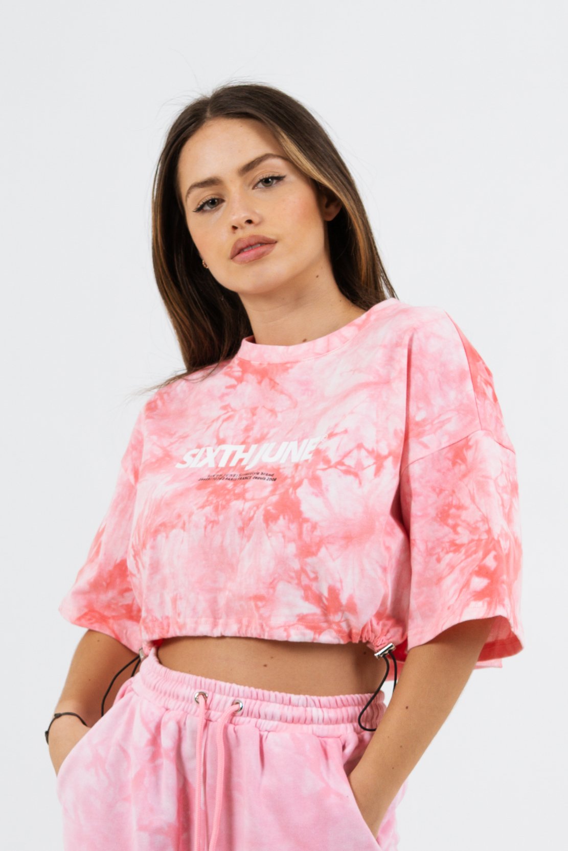 Sixth June - T-shirt tie and dye cordon serrage Rose