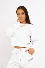 Komfort-Waffel-Sweatshirt Weiß