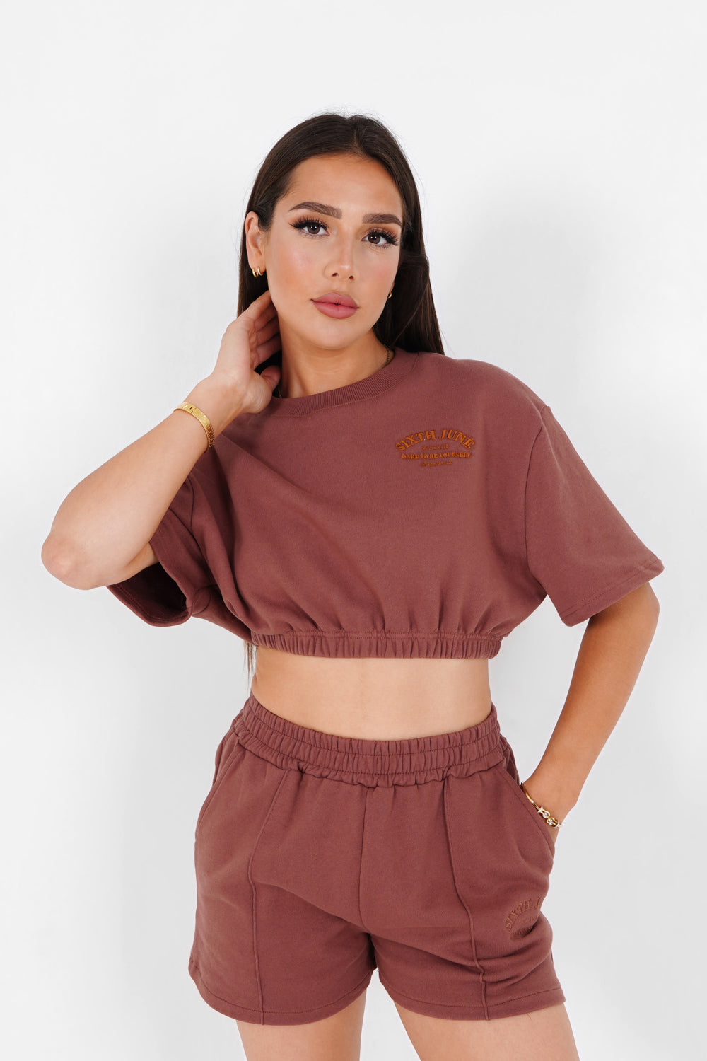 Sixth June - T-shirt court élastique Marron