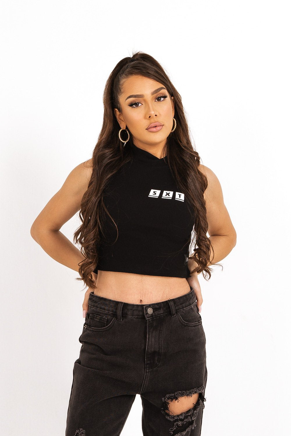 Funnel Neck Sxt Top Black