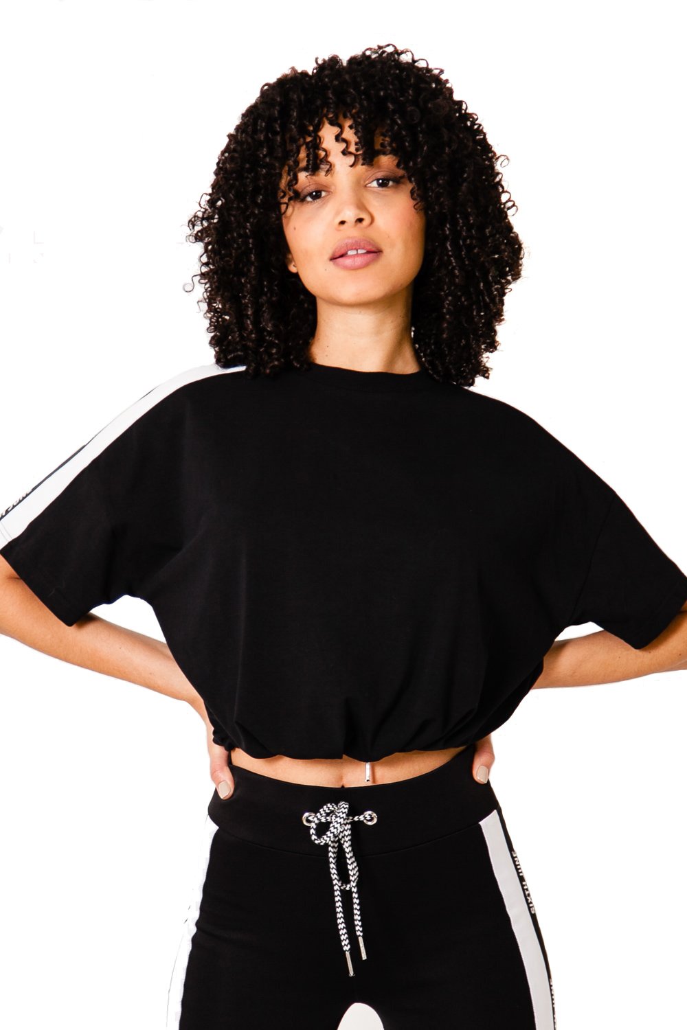 Taping logo cropped T-shirt black