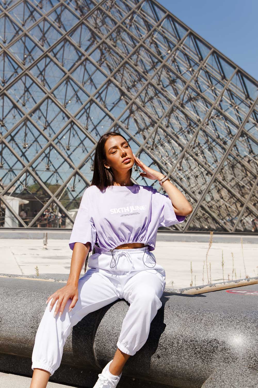 Sixth June - T-shirt court cordons Mauve