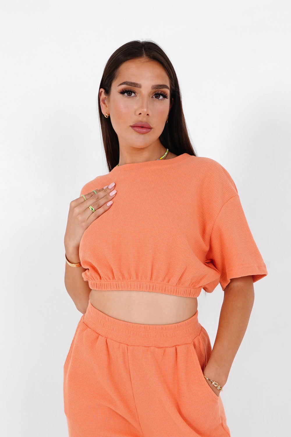 Sixth June - T-shirt élastique gaufré Orange