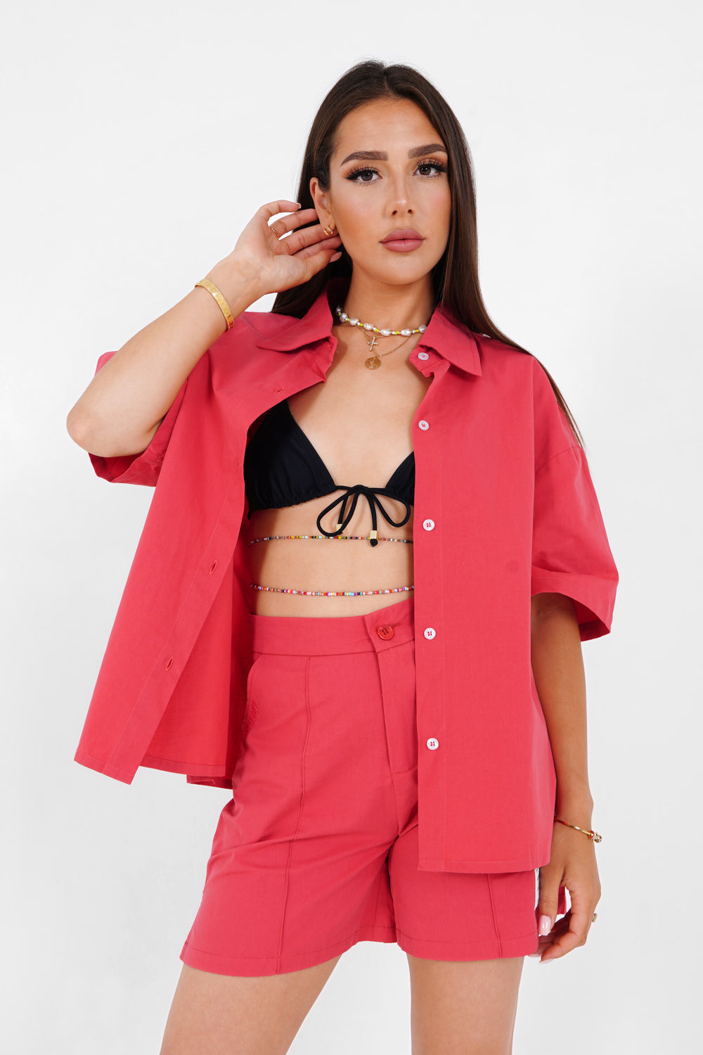 Sixth June - Chemise brodée unie Rose