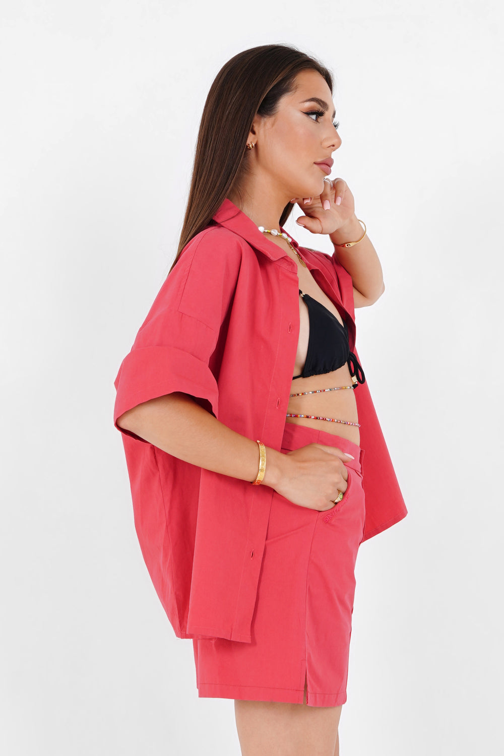 Sixth June - Chemise brodée unie Rose