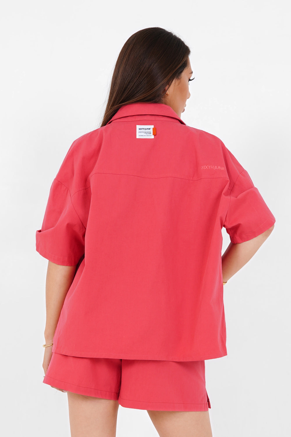 Sixth June - Chemise brodée unie Rose