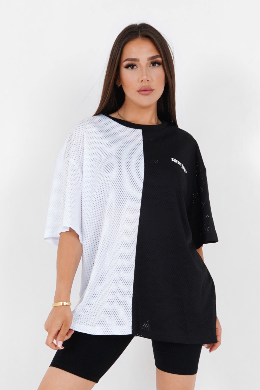 Sixth June - T-shirt mesh bicolore Noir