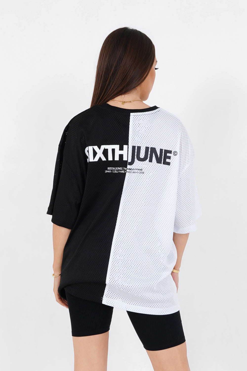 Sixth June - T-shirt mesh bicolore Noir