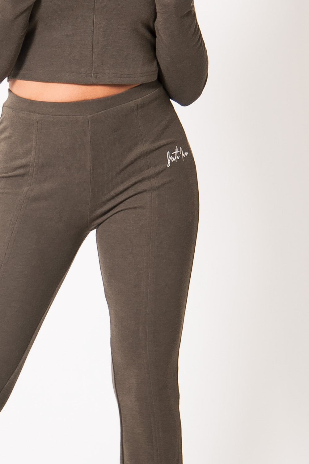 Sixth June - Pantalon évasé fente vert foncé