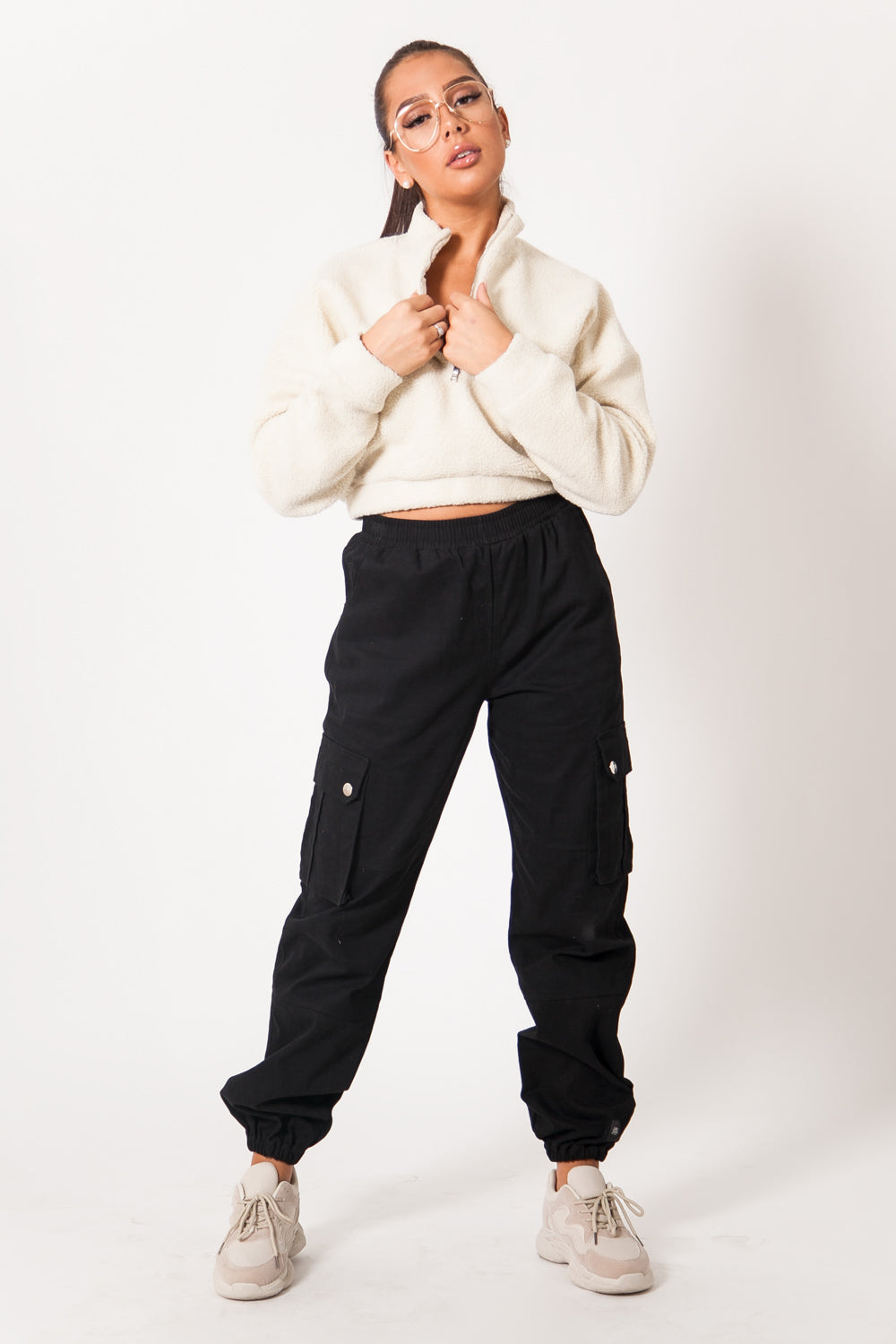 Sixth June - Sweatshirt court sherpa beige