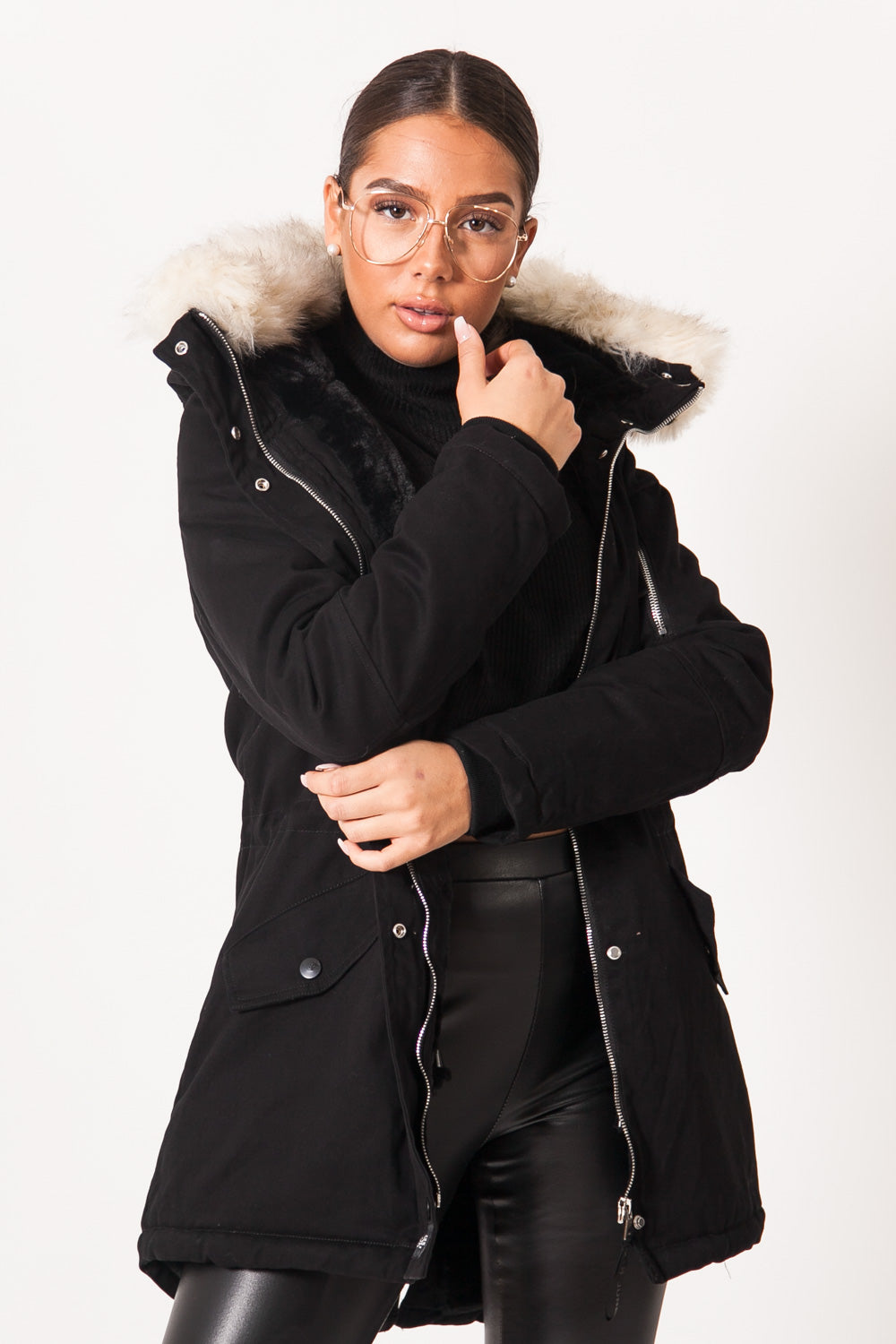 Sixth June - Parka doublure fourrure noir beige