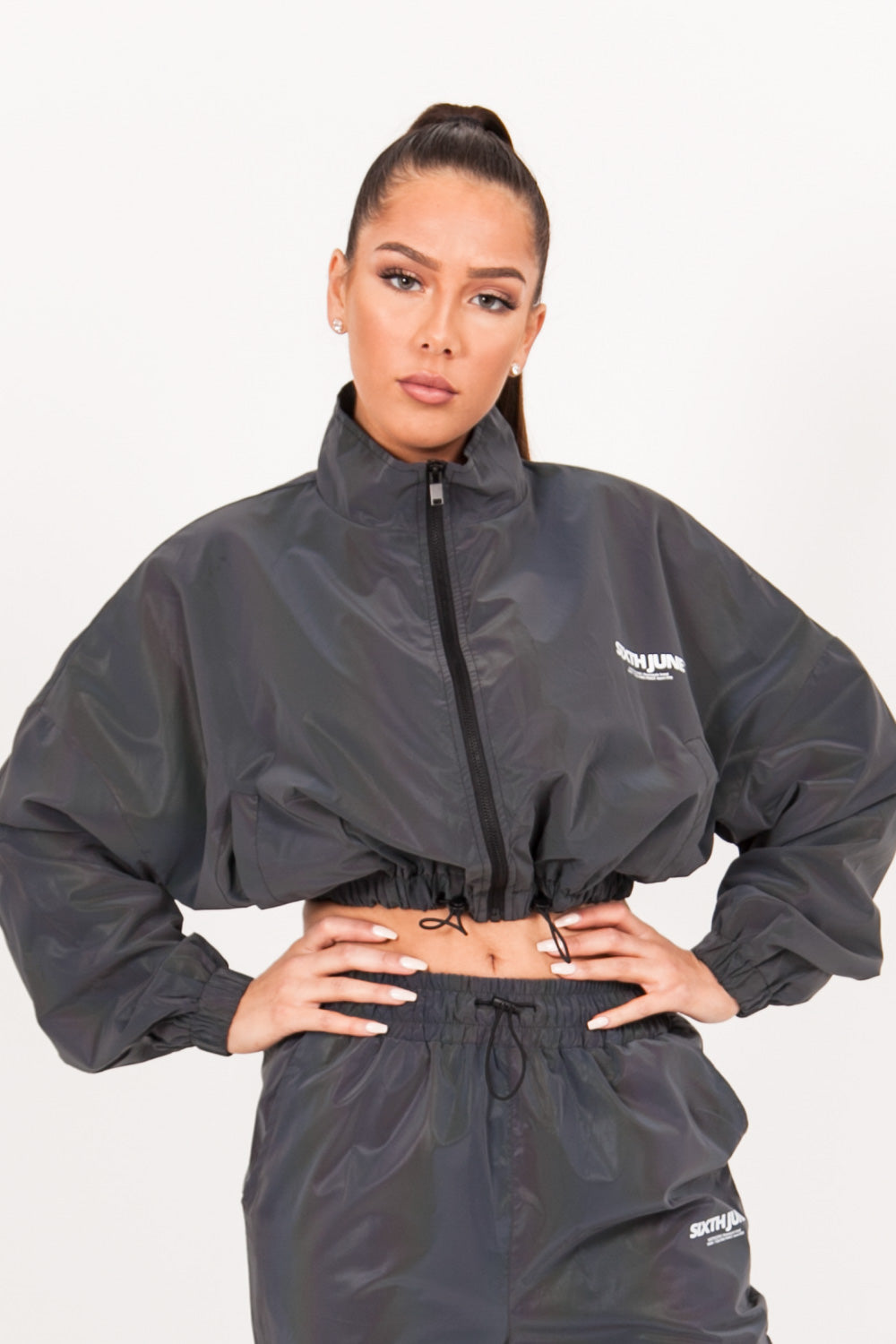 Sixth June - Veste pétrole réfléchissante courte noir