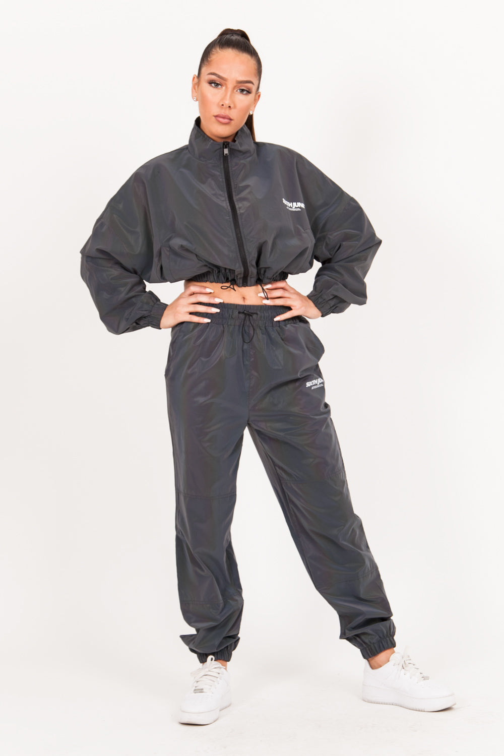 Sixth June - Veste pétrole réfléchissante courte noir