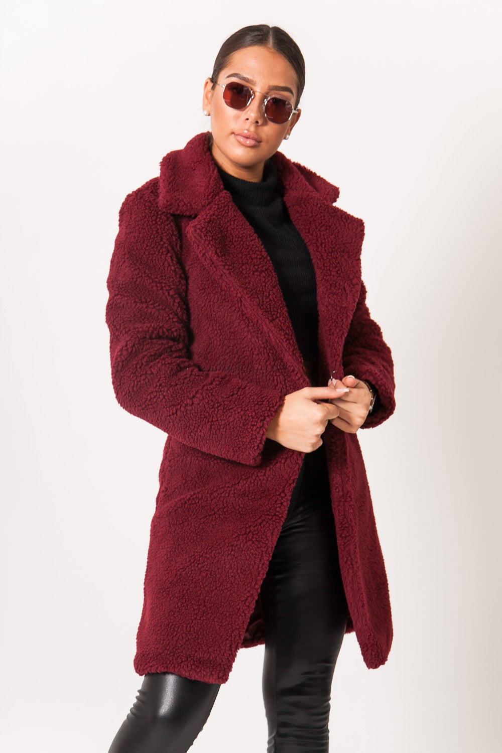 Sixth June - Veste longue sherpa bordeaux