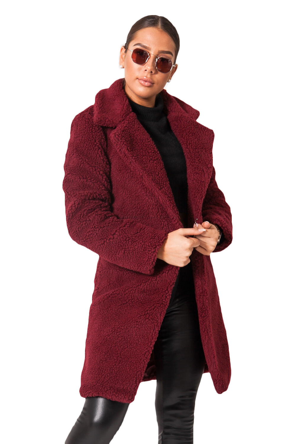 Sixth June - Veste longue sherpa bordeaux
