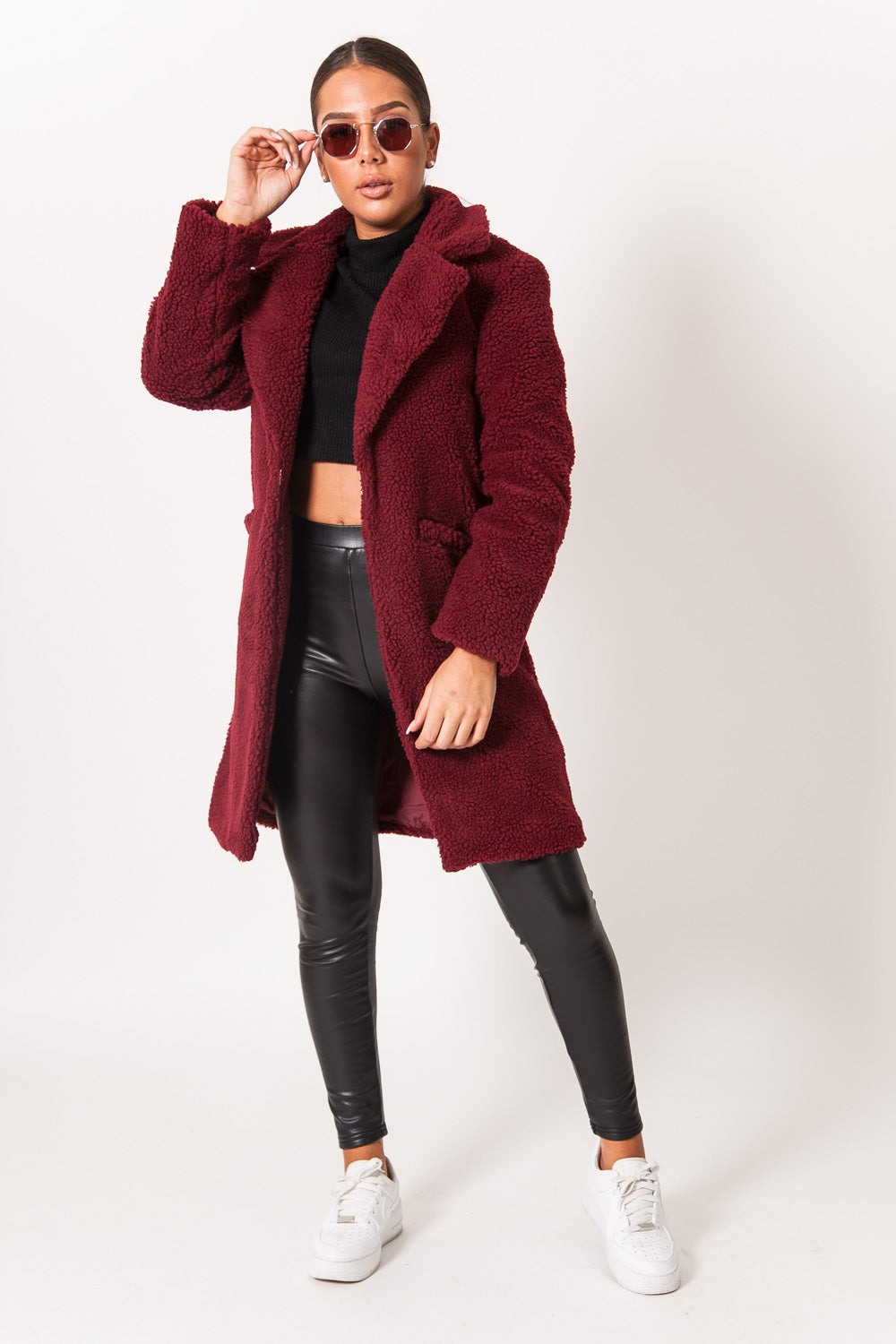 Sixth June - Veste longue sherpa bordeaux