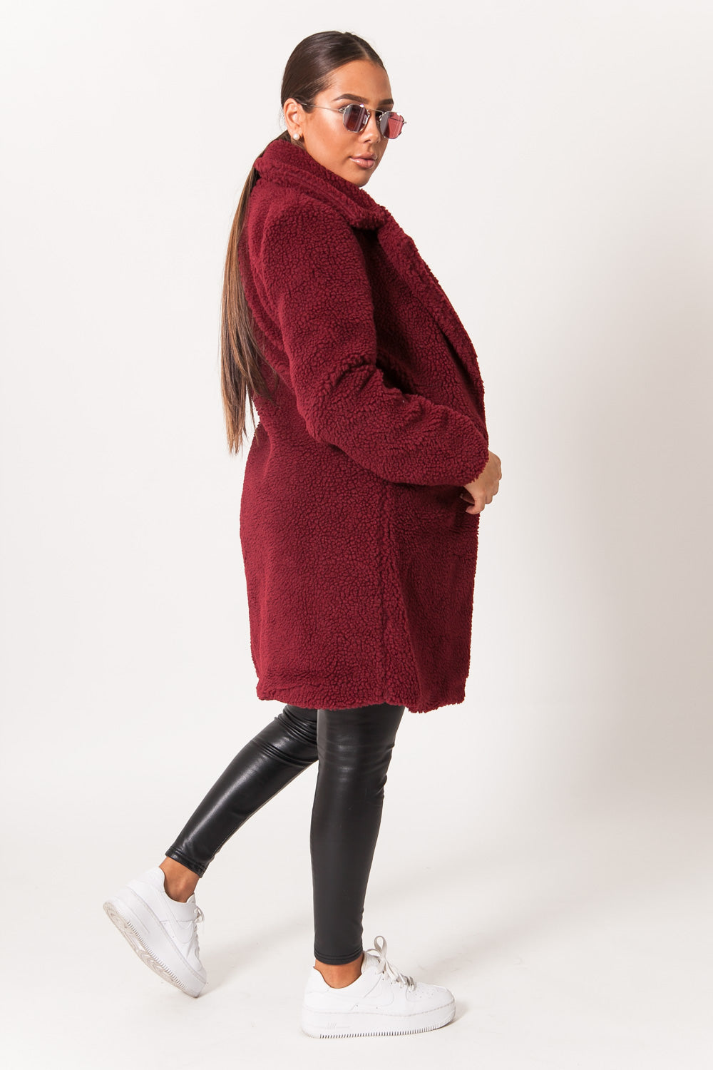 Sixth June - Veste longue sherpa bordeaux