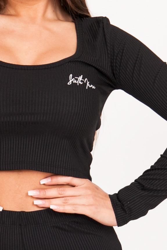 Top manches longues logo signature Noir