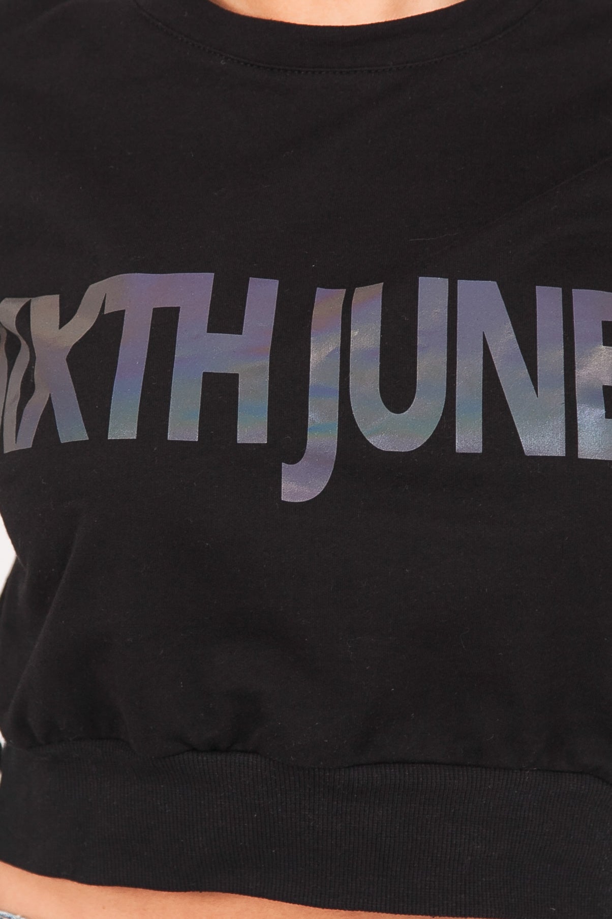 Sixth June - Sweat court imprimé réfléchissant noir