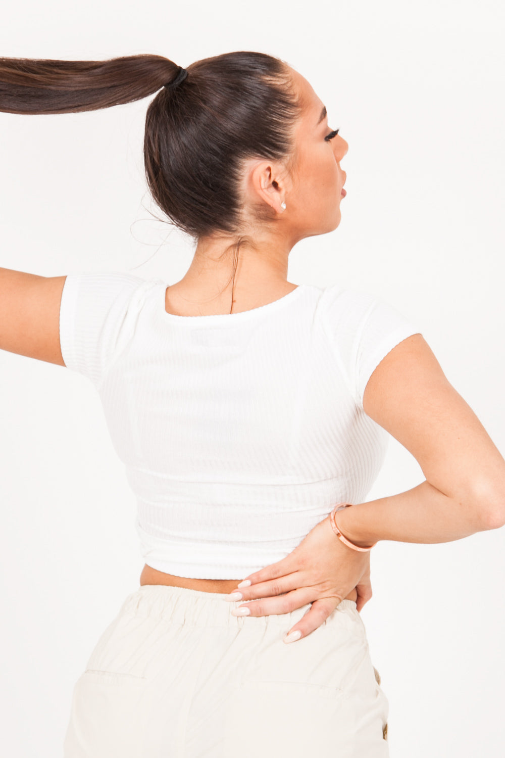 Sixth June - Top court cordon décoletté blanc