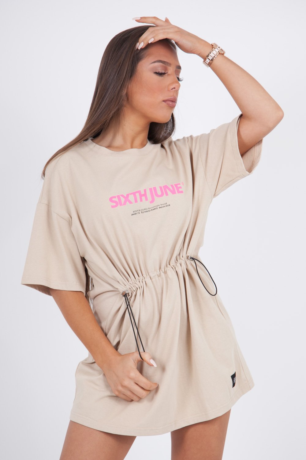 Sixth June - Robe courte élastique imprimé beige