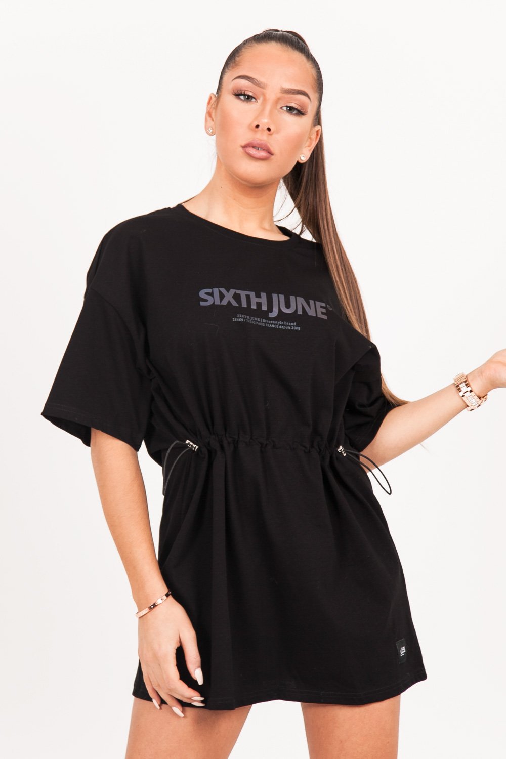 Sixth June - Robe courte élastique imprimé noir