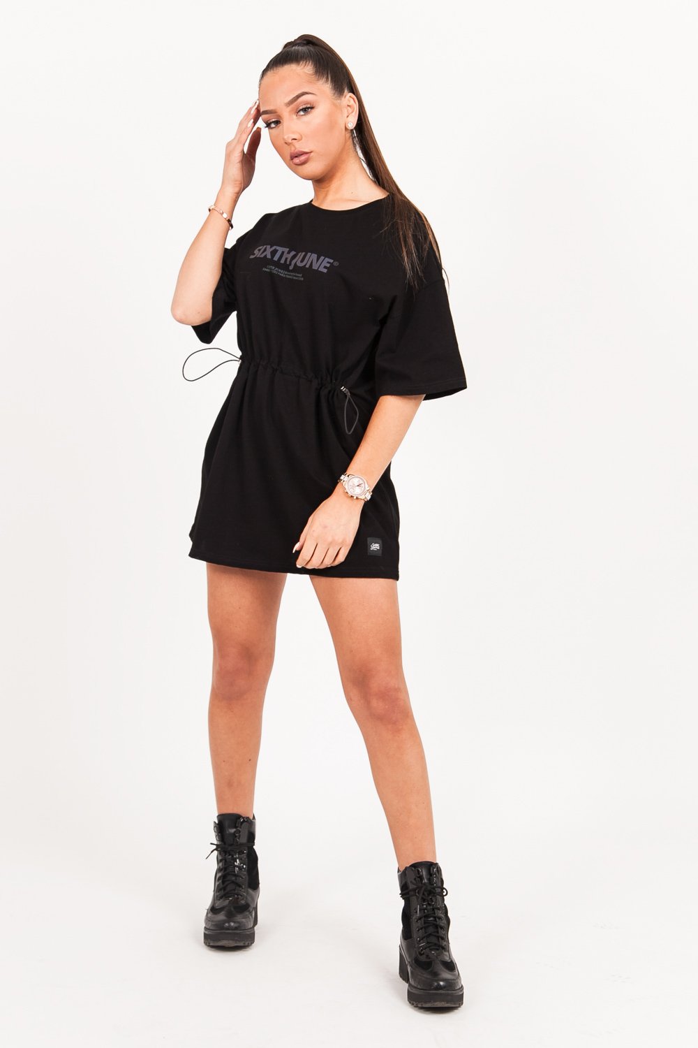 Sixth June - Robe courte élastique imprimé noir