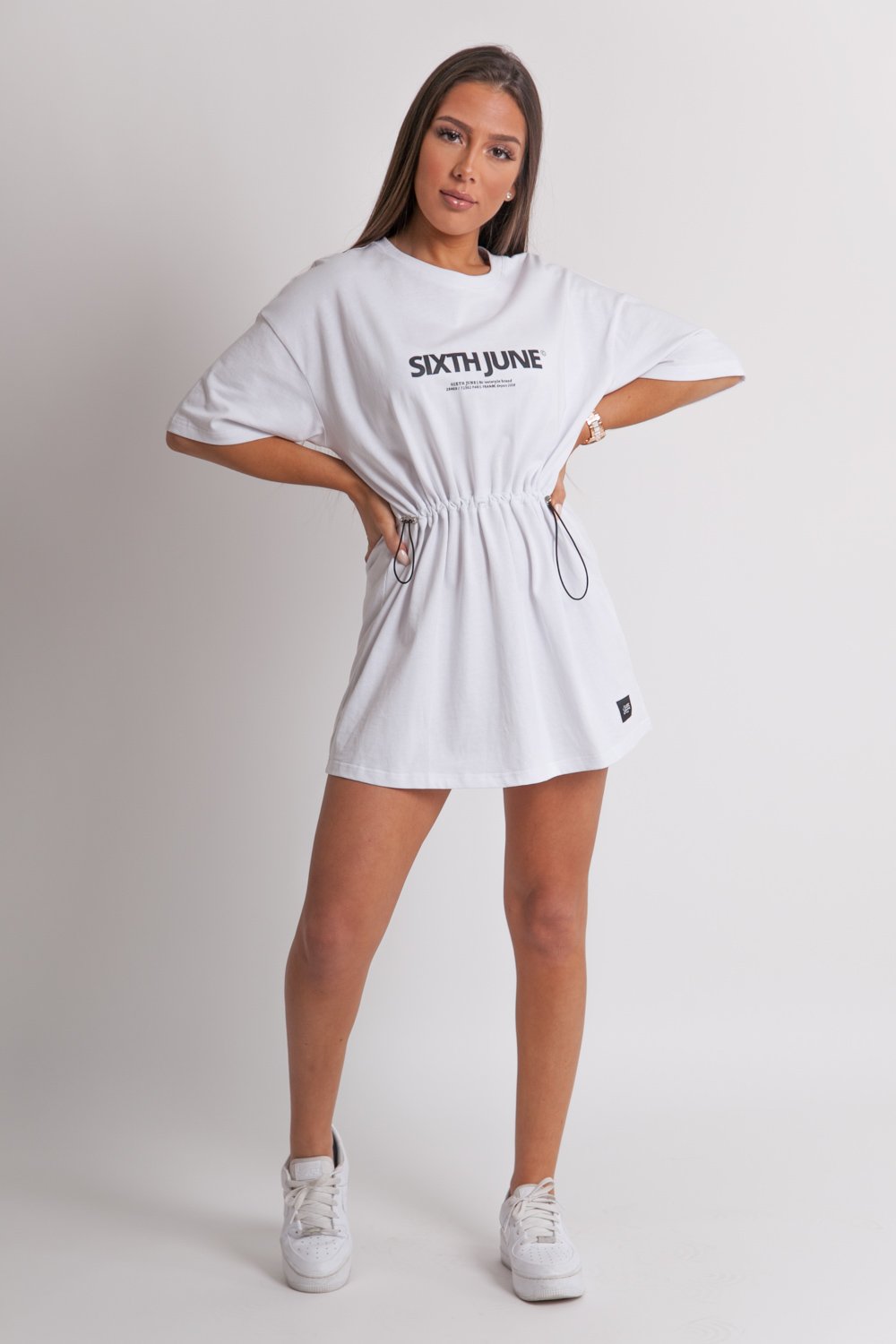 Sixth June - Robe courte irisé élastique imprimé blanc