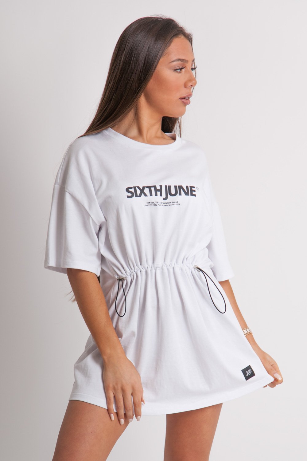 Sixth June - Robe courte irisé élastique imprimé blanc