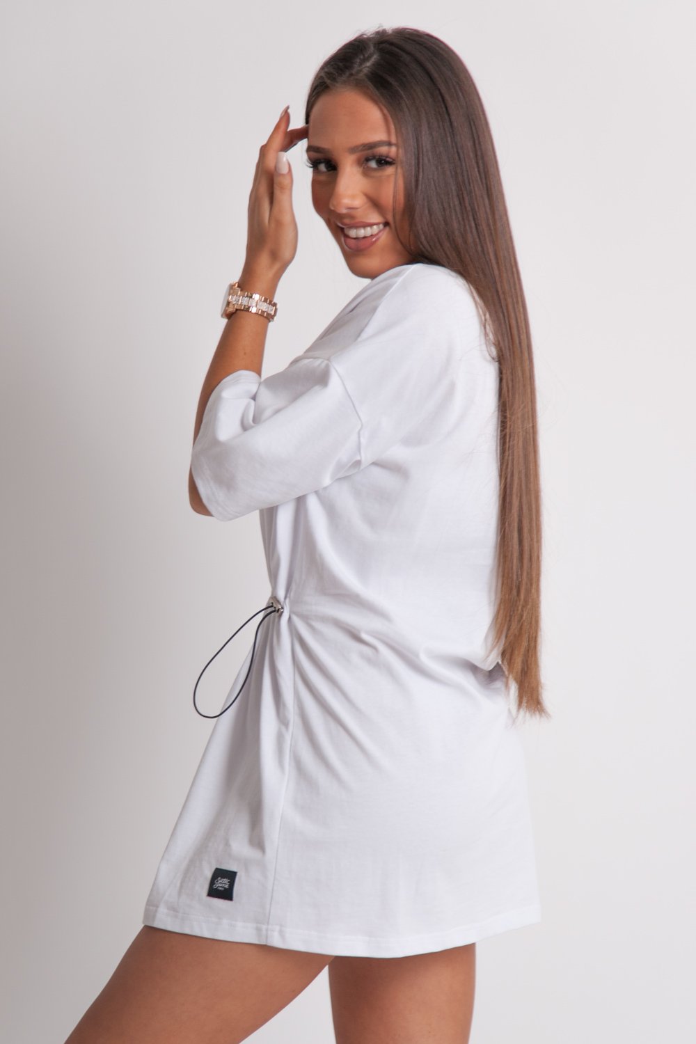 Sixth June - Robe courte irisé élastique imprimé blanc