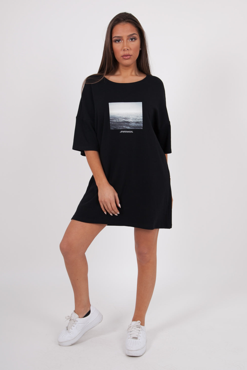 Sixth June - Robe t-shirt oversize imprimé océan noir