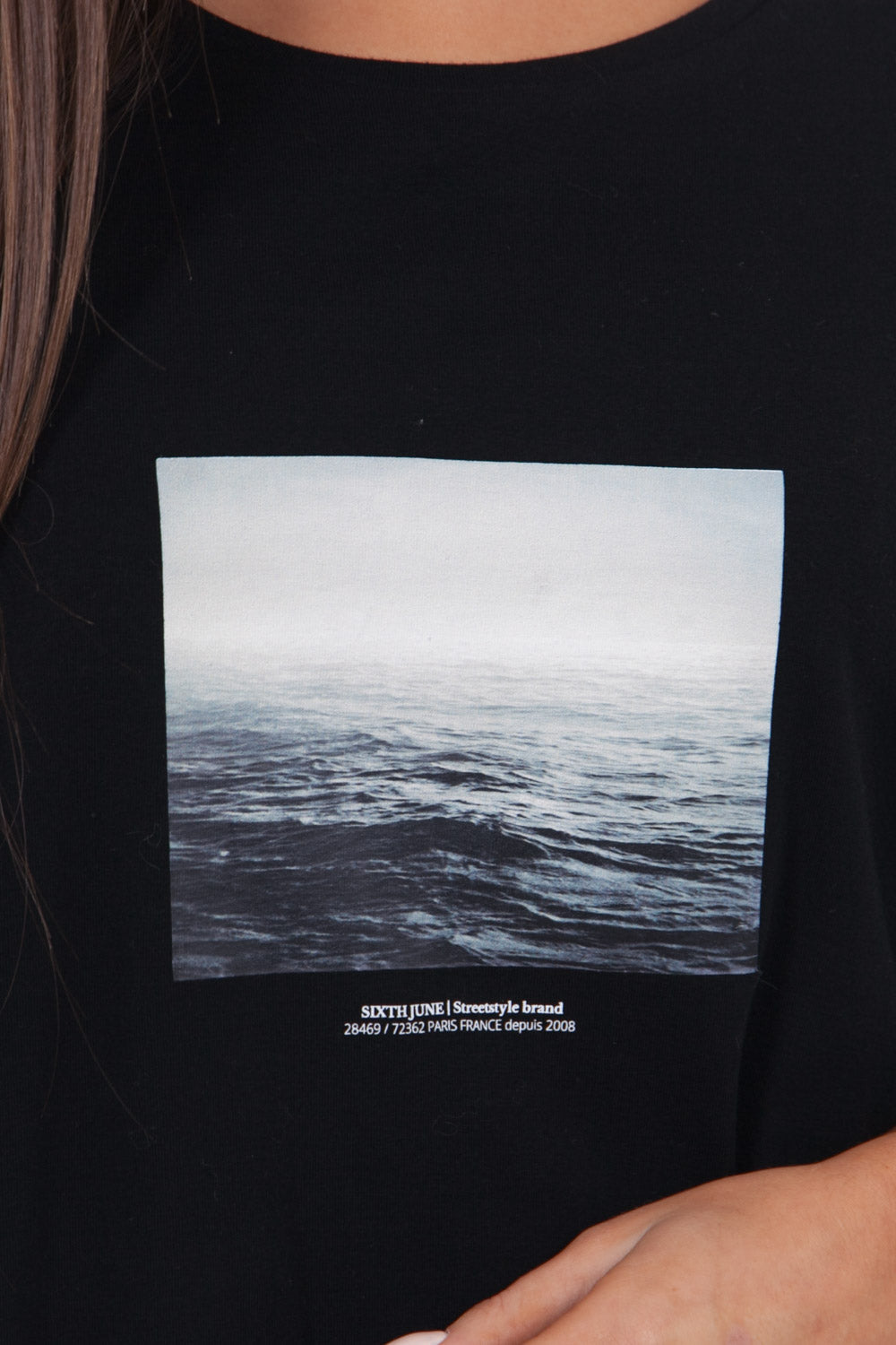 Sixth June - Robe t-shirt oversize imprimé océan noir