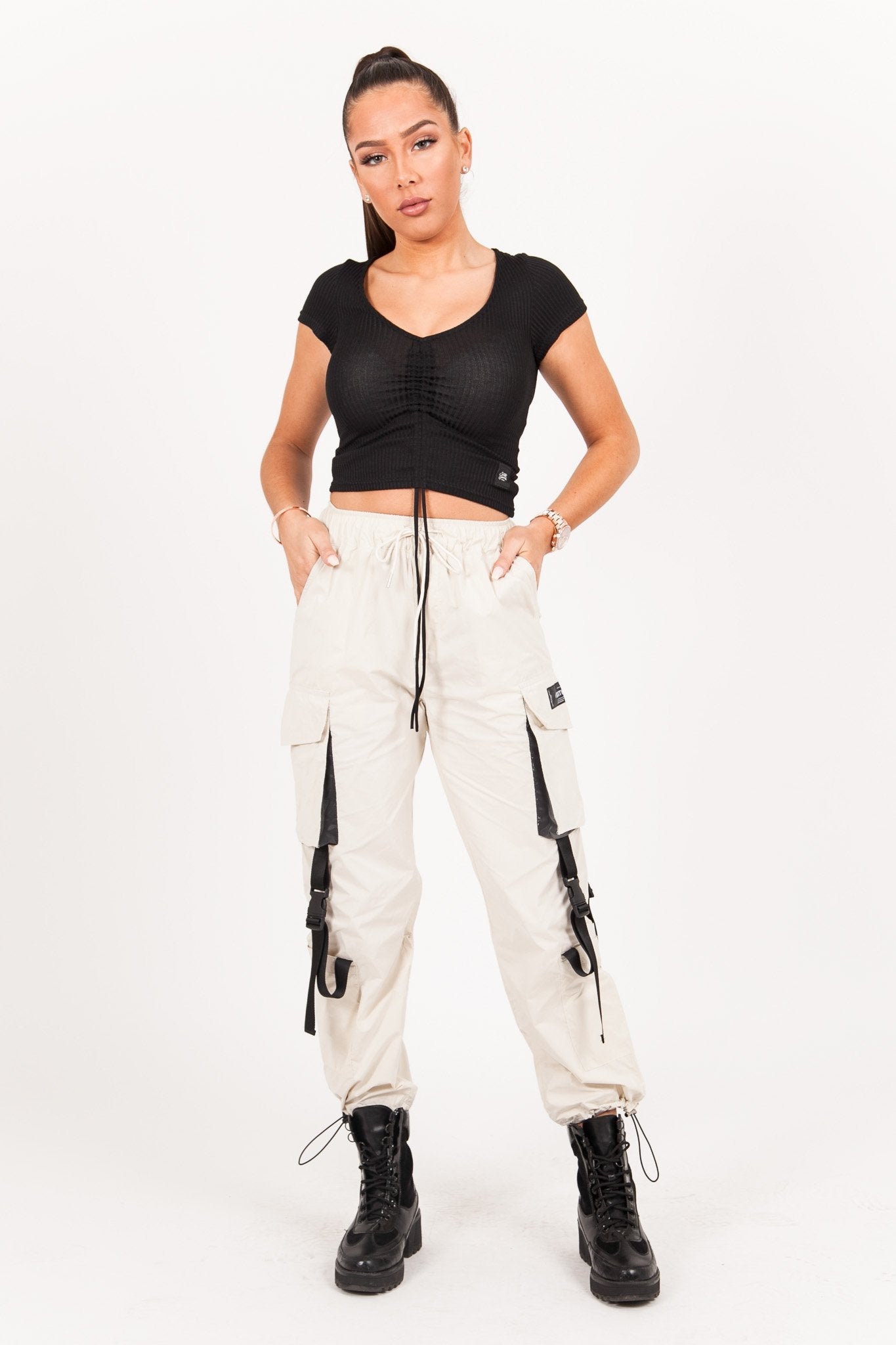 Sixth June - Pantalon cargo tactique Beige clair