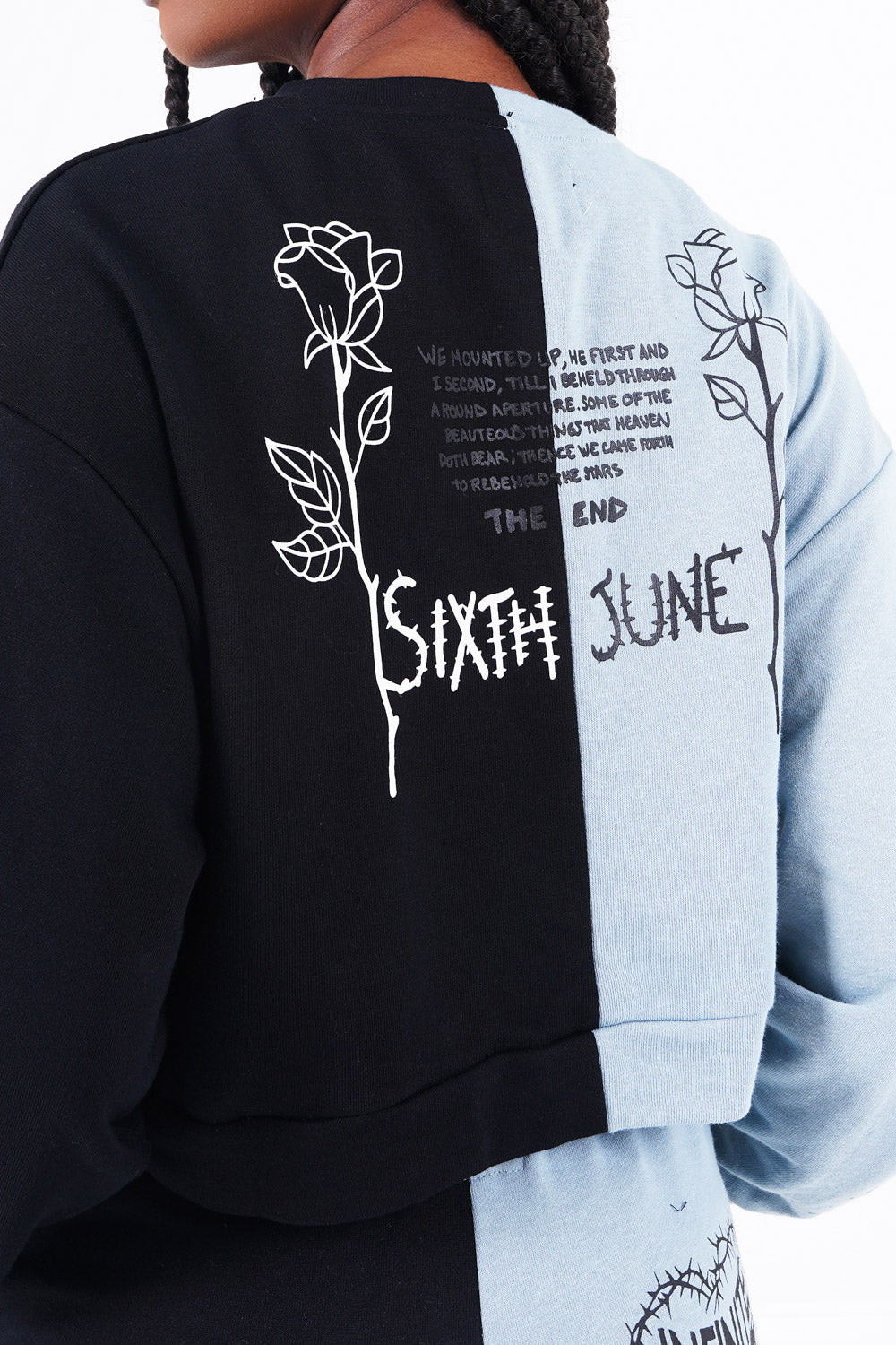 Sixth June - Sweat court Crew bicolore Bleu