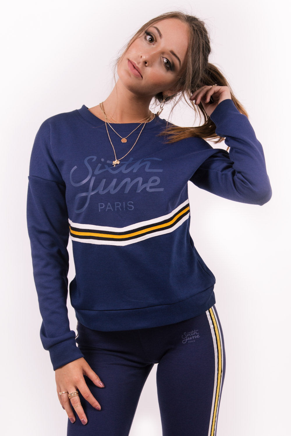 Sixth June - Sweat bicolore bande V bleu