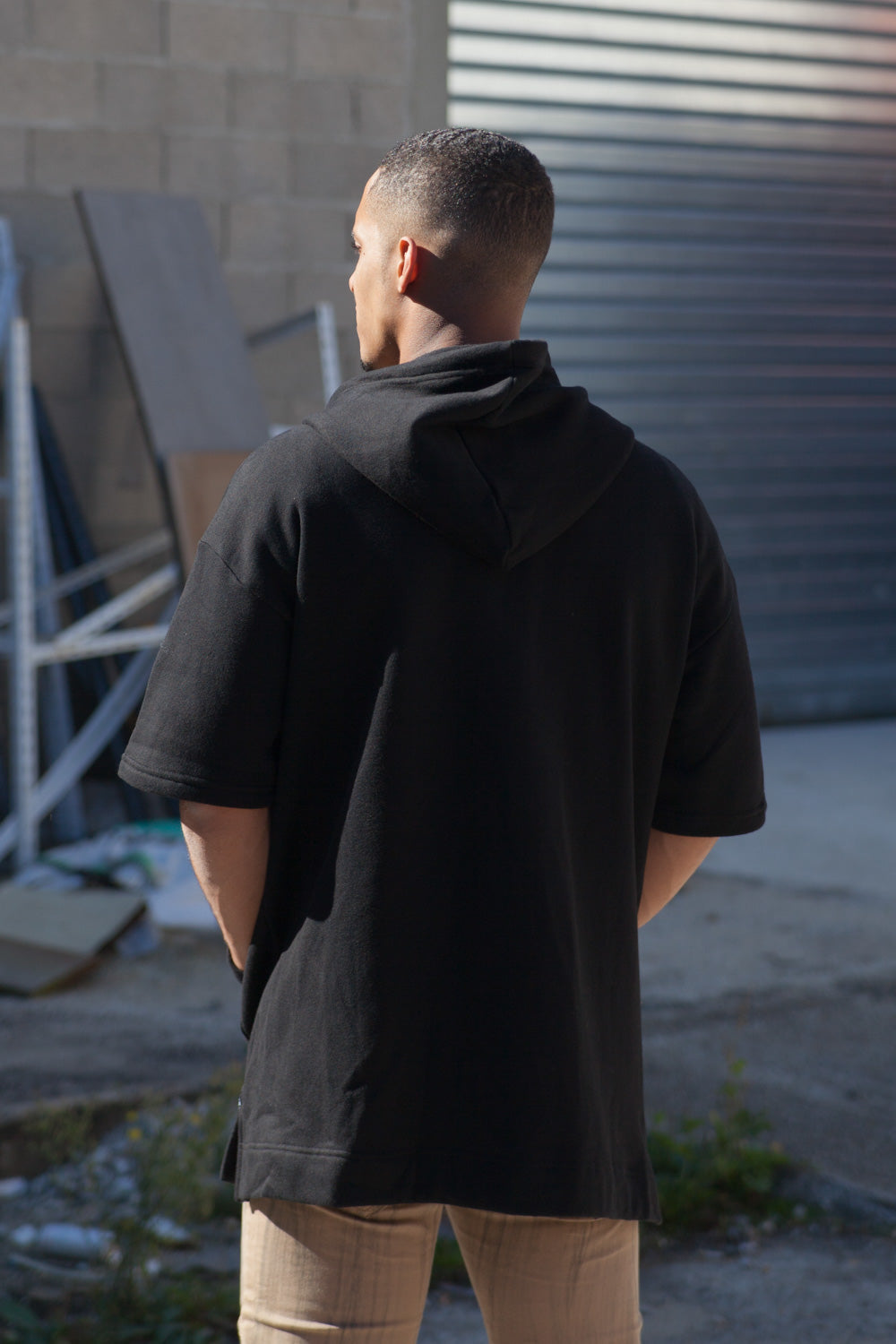 Sixth June - Sweat capuche zippé manches courtes noir M2255CJA