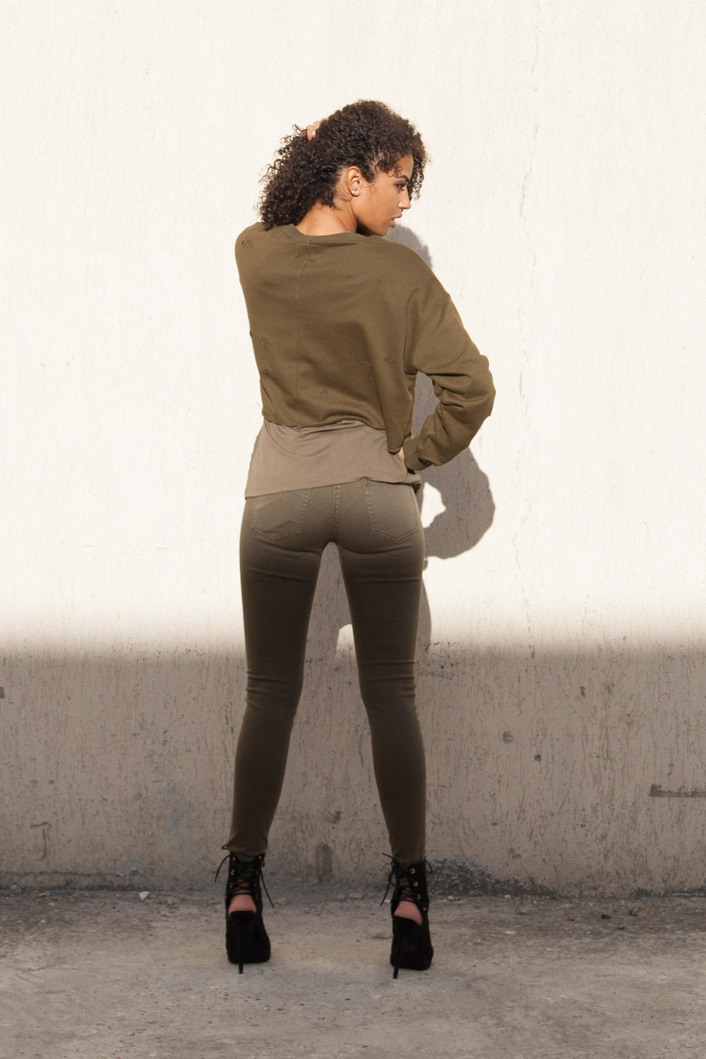 Sixth June - Sweat court oversize Femme destroy kaki W2250VSW