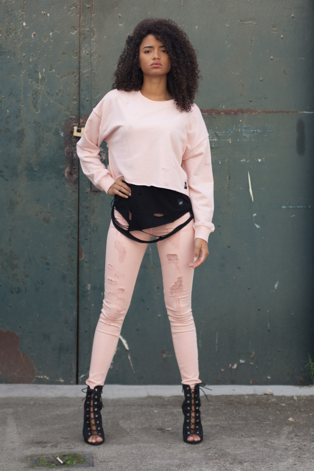 Sixth June - Sweat court oversize Femme destroy rose W2250VSW